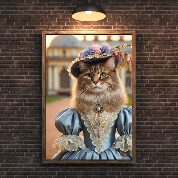 Custom Royal Cat Portrait – Elegant Lady Cat Renaissance Style Canvas Wall Art