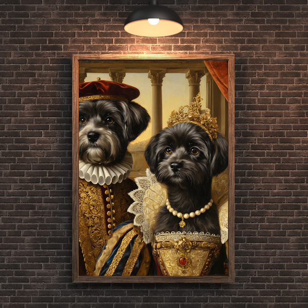 Custom Royal Dog Portrait – Renaissance Dog Couple Canvas Wall Art