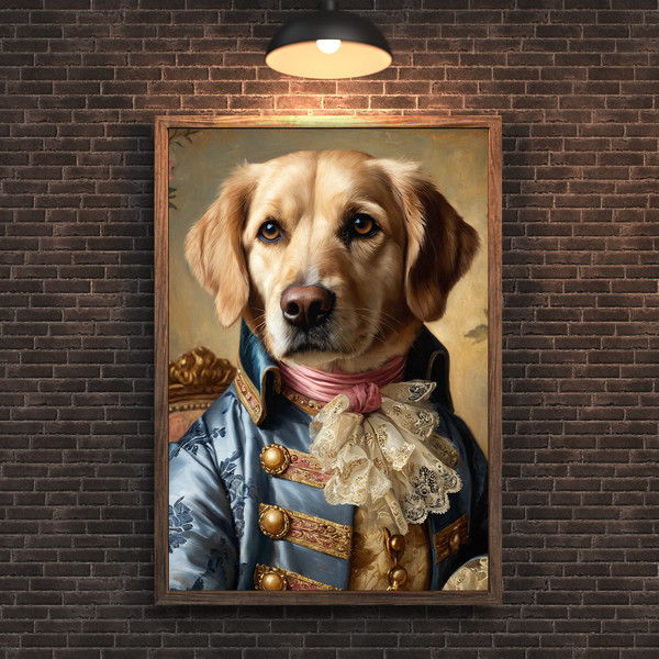 Custom Royal Dog Portrait – Renaissance King Style Pet Canvas Wall Art