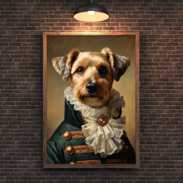 Custom Royal Dog Portrait – Terrier Noble Renaissance Style Canvas Wall Art
