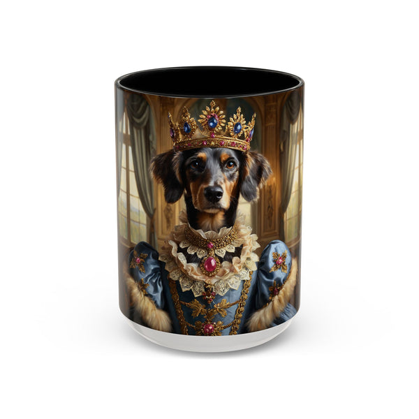 Custom royal blue queen dog mug with jeweled crown