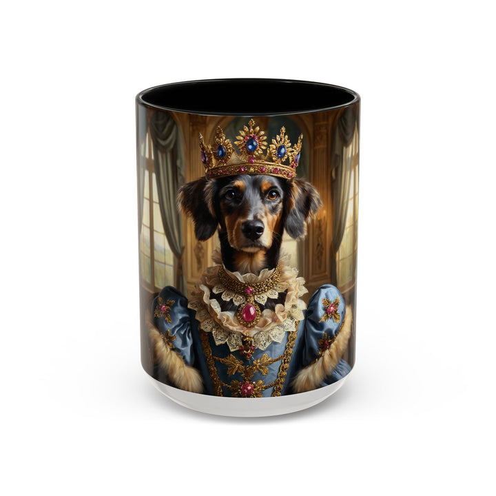 Custom royal blue queen dog mug with jeweled crown