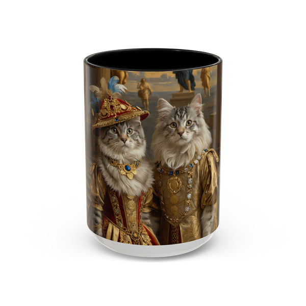 Renaissance cats couple mug with noble attire