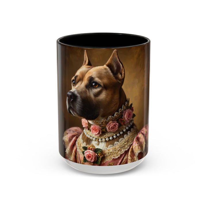 Noble rose dog mug with pearls and lace gown