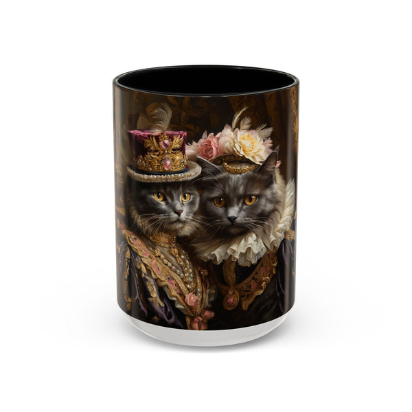 Royal couple cats mug with vintage portrait