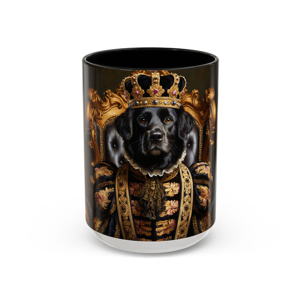 Custom royal king dog mug with crown and throne