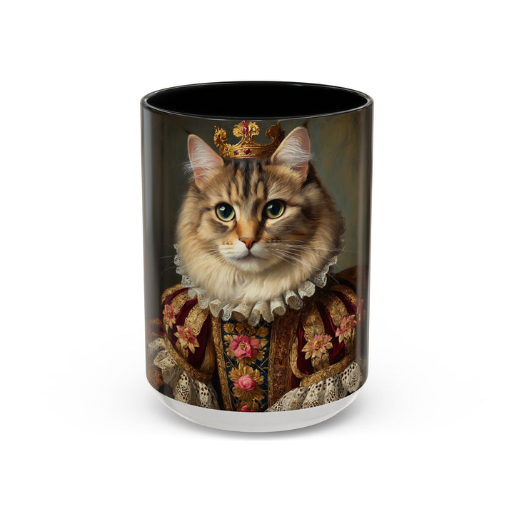 Custom regal crown cat mug with royal outfit