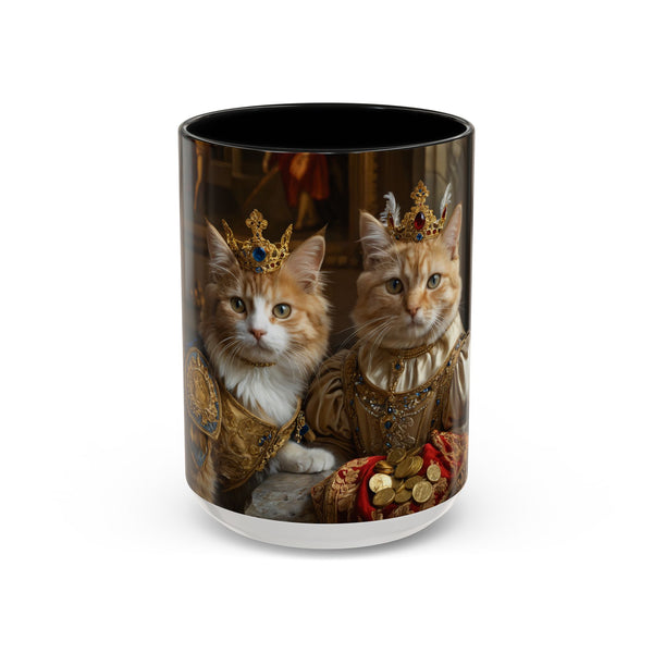 Royal twin cats mug with golden crowns