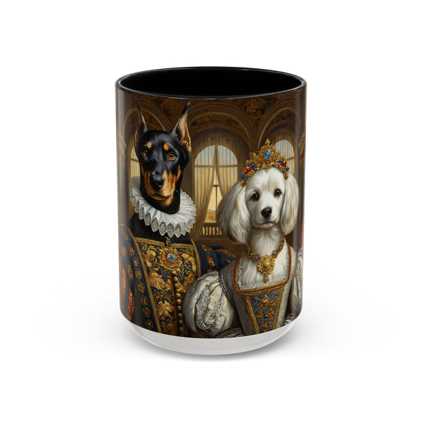 Royal Doberman and Poodle couple mug in Renaissance attire