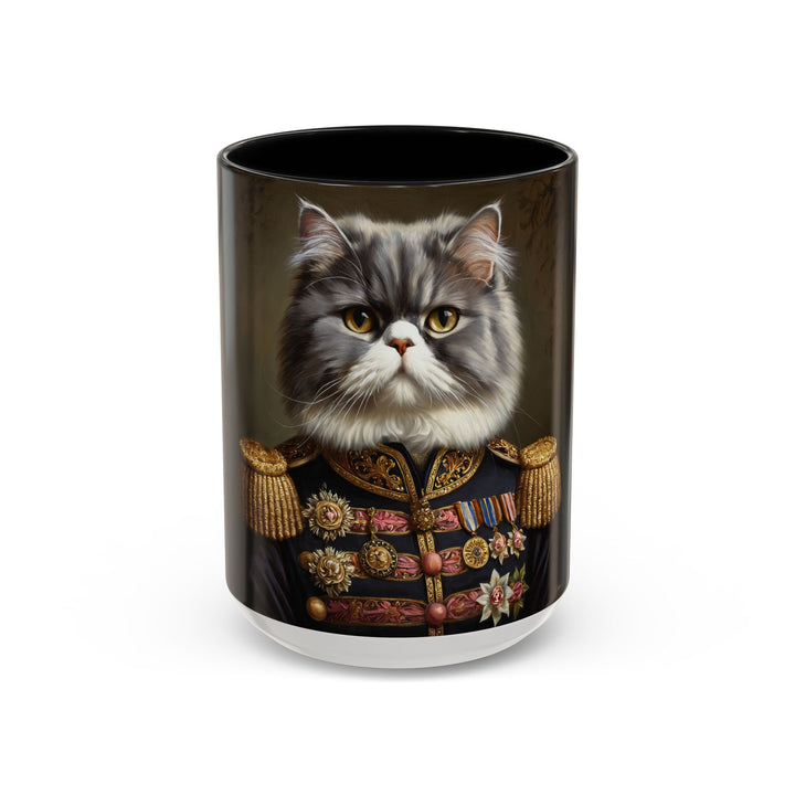 Custom royal general cat mug with decorated military uniform