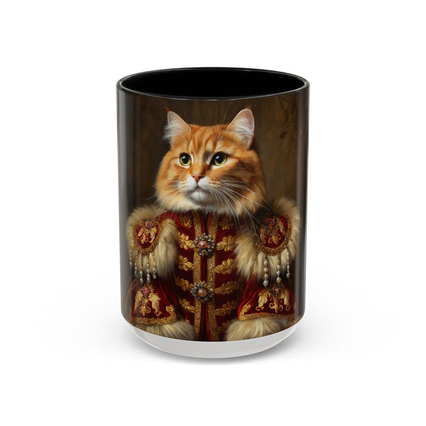 Royal red cat portrait mug with golden details