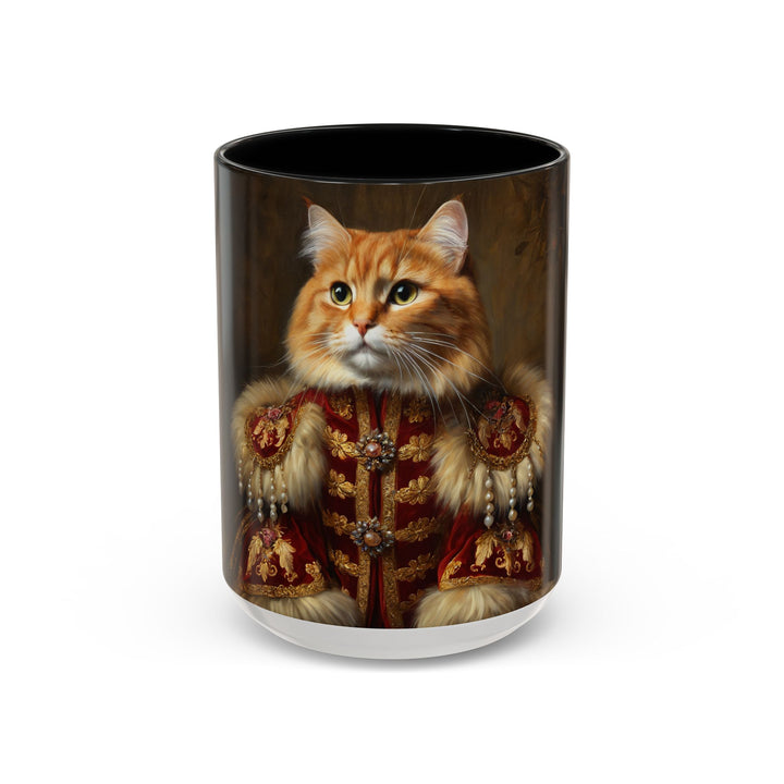 Royal red cat portrait mug with golden details
