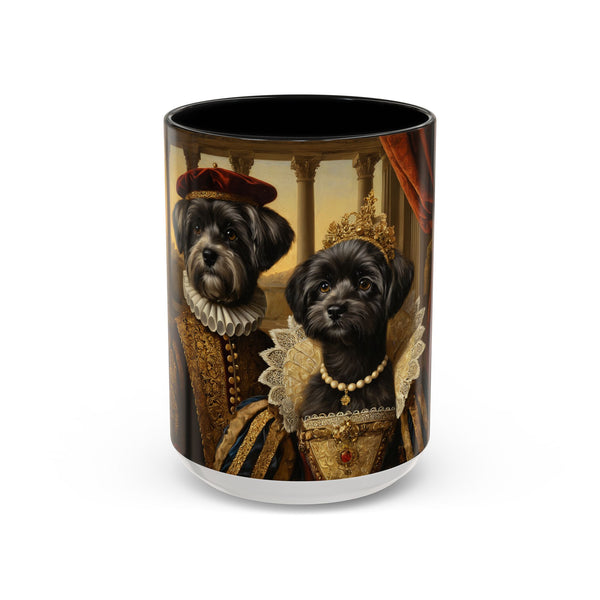 "Royal black dog couple mug in Renaissance attire