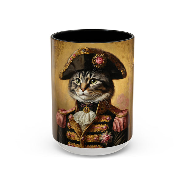 Custom royal general cat mug with decorated military uniform