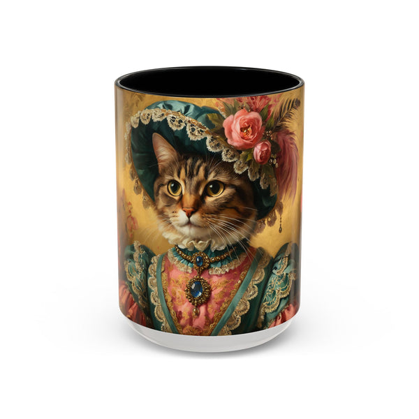 Victorian lady cat portrait mug in elegant gown