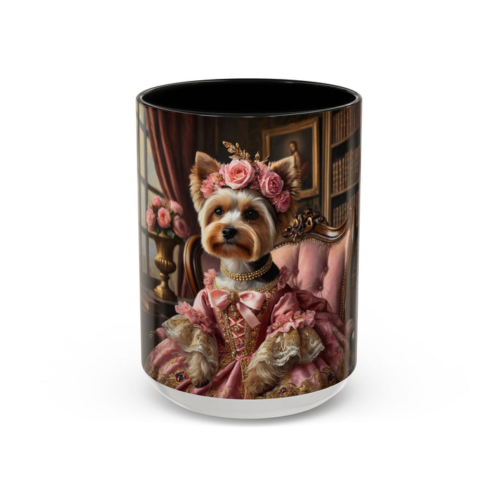 Custom pink rose queen dog mug with floral crown
