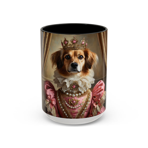 Custom Royal Princess Dog Mug – Personalized Pet Portrait Coffee Cup with Crown & Pearls | 11oz & 15oz