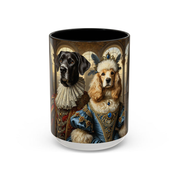 Royal Labrador and Cocker Spaniel couple mug in Renaissance attire