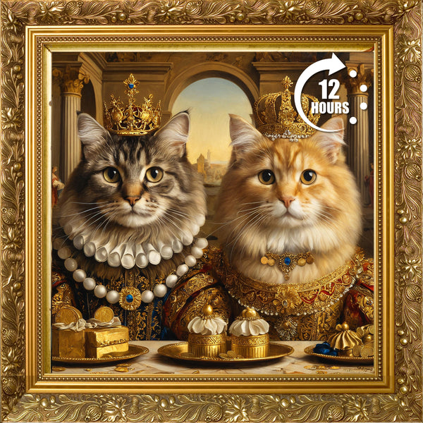 Custom Royal Cat Portrait: Renaissance Pet Painting (Digital File)