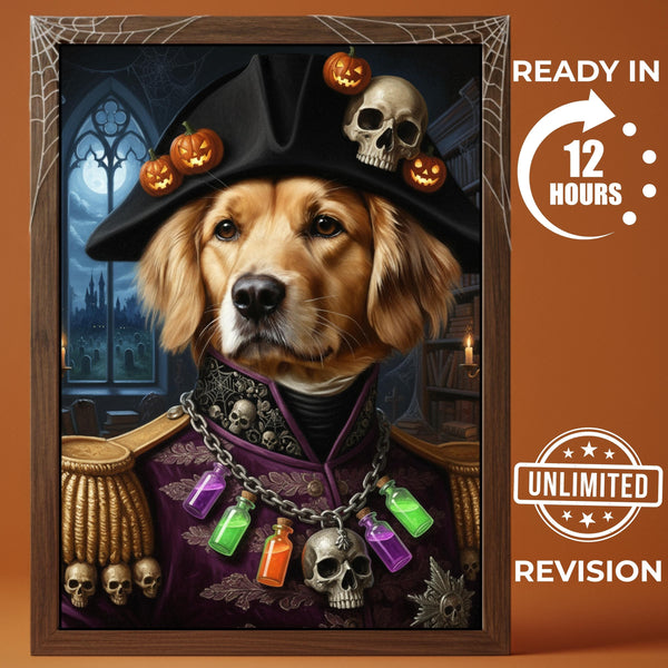 Custom Halloween Admiral Pet Portrait: Spooky Gothic Commander Art (Digital File)