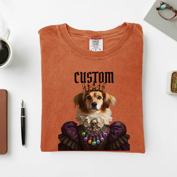 Custom Halloween Pet Shirt, Spooky King Dog Tee, Comfort Colors Vintage Shirt, Personalized Royal Cat Portrait, Custom Pet Photo Gift
