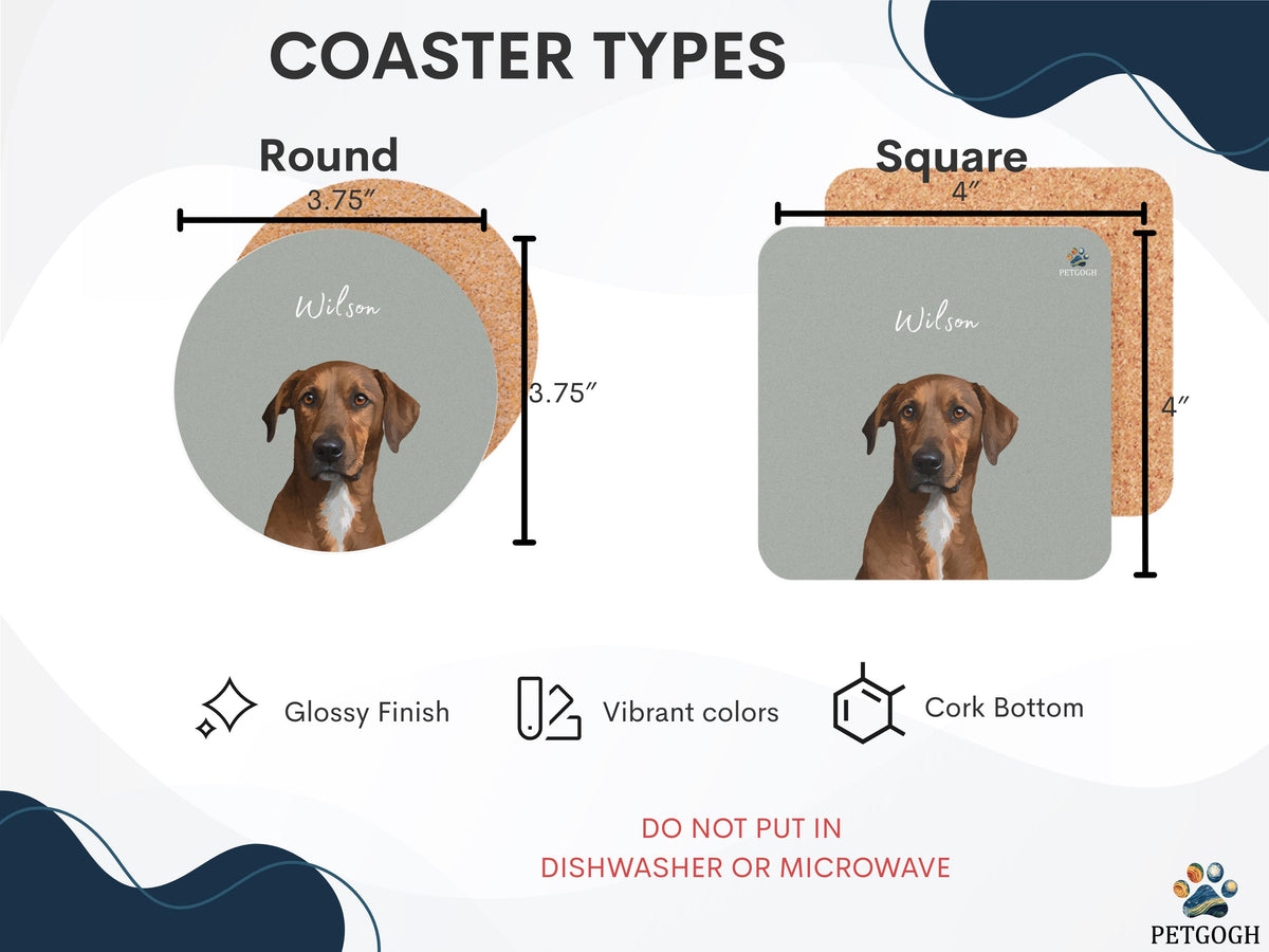 Custom Dog Coaster Using Pet Photo + Name Personalized Cat Coaster Pet Drink Coaster Dog Mom Gift Pet Lover Gift — photo 5 of 11