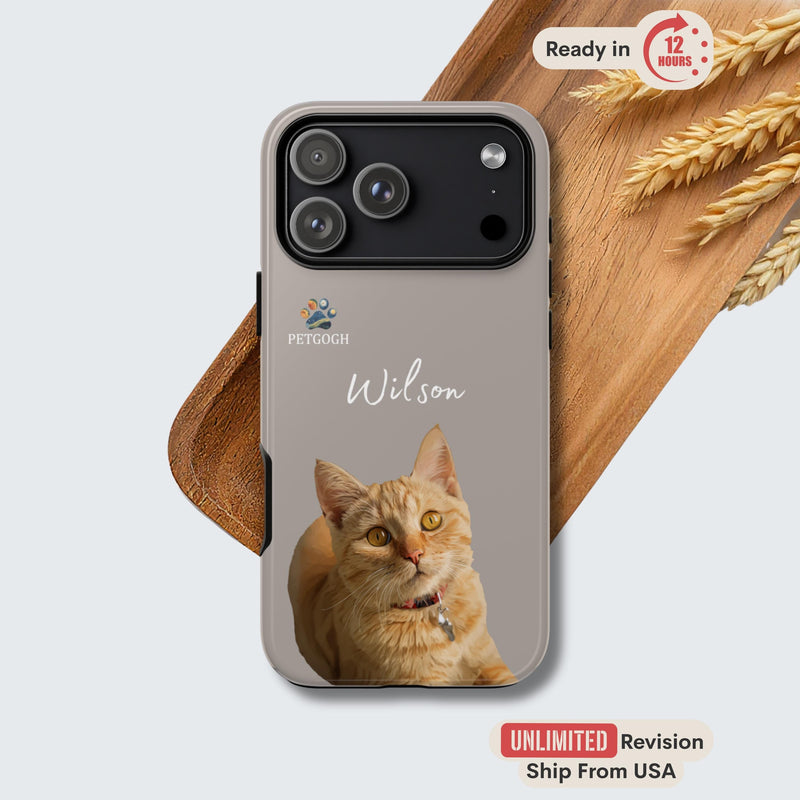 Custom Pet Phone Case with Photo & Name | Personalized Dog Cat Phone Case | Custom Gift for iPhone 17, Custom Cat Phone Case