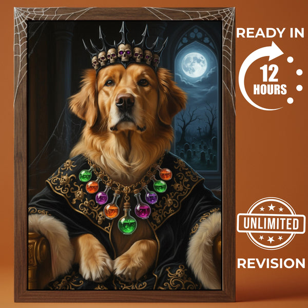 Custom Royal Pet Portrait: Gothic King Dog Art, Alchemist Costume (Digital File)