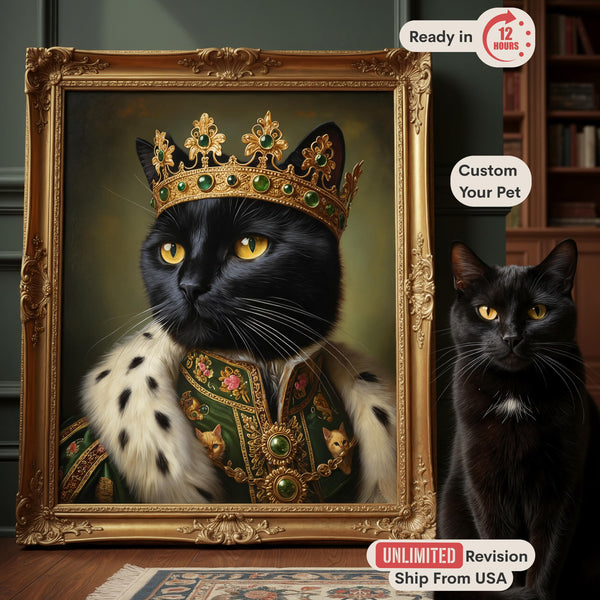 Custom Pet Portrait, Royal King or Queen Costume, Regal Dog or Cat Art Canvas, Historical Painting, Pet Parent Gift