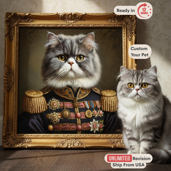 Custom Pet Portrait, Royal King or Queen Costume, Regal Dog or Cat Art Canvas, Historical Painting, Pet Parent Gift