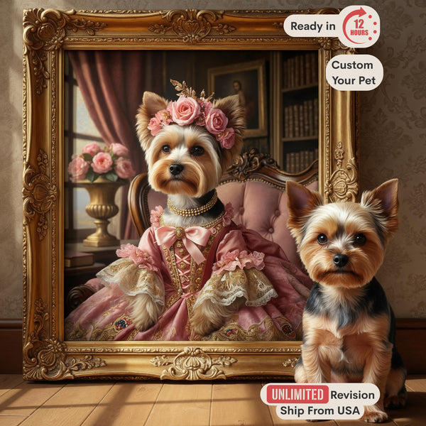 Royal Dog Portrait, Custom Queen Pet Painting, Regal Cat Art from Photo, Funny Pet Gift