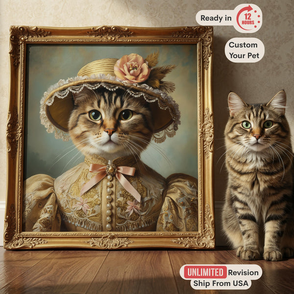Custom Royal Cat Portrait: Royal Pet Painting, Unique Wall Art, Royal Oil Painting, Funny Pet Gift