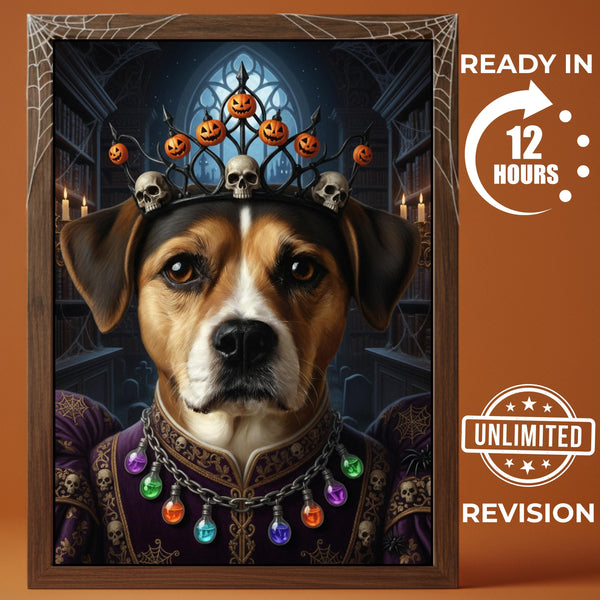 Custom Pet Portrait: Pumpkin King, Gothic Halloween Decor (Digital File)