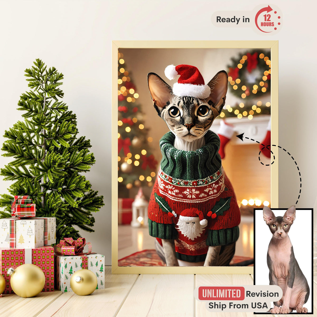 Christmas Pet Portrait from Photo — photo 2 of 11