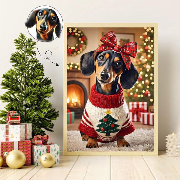 Christmas Pet Portrait from Photo, Funny Santa Dog Painting, Custom Xmas Cat Gift, Royal Pet Art