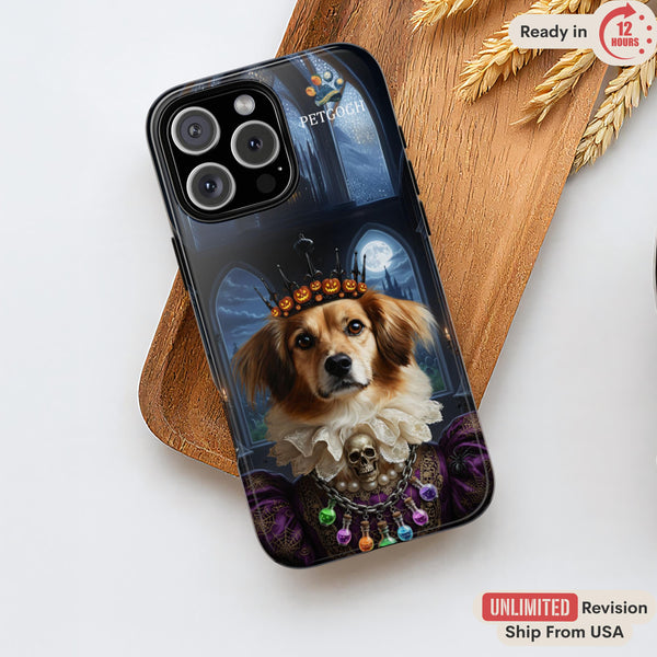 Custom Pet Phone Case for iPhone 17, Halloween Ghost Dog Cat Lover Gift, Personalized Spooky Pet Illustration, Samsung Galaxy Case