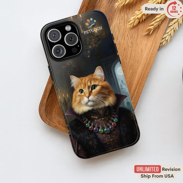 Custom Pet Halloween Phone Case, Using Pet Photo, Spooky Pet iPhone 17 Case, Custom Cat Portrait Case, Personalized Phone Case, Cat Gift