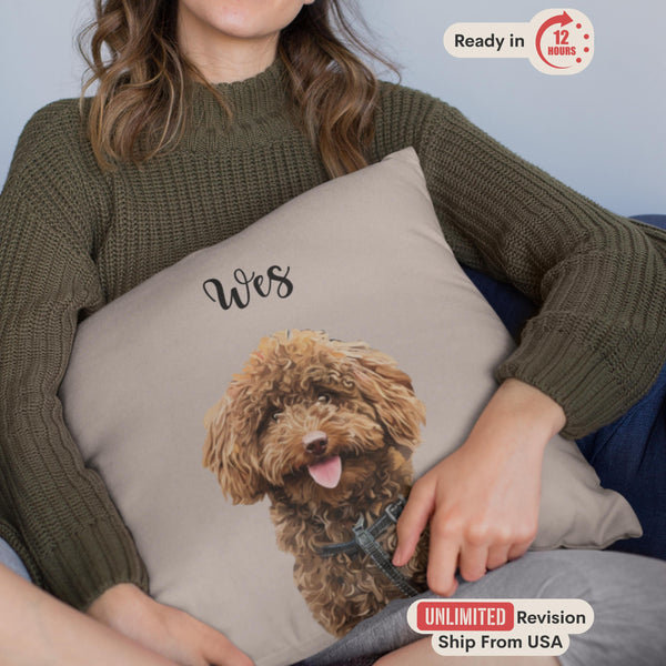 Custom Dog Pillow with Name, Personalized Cat Pillow, Custom Pet Pillow Cushion from Photo, Dog Mom Gift, Pet Lover Gift