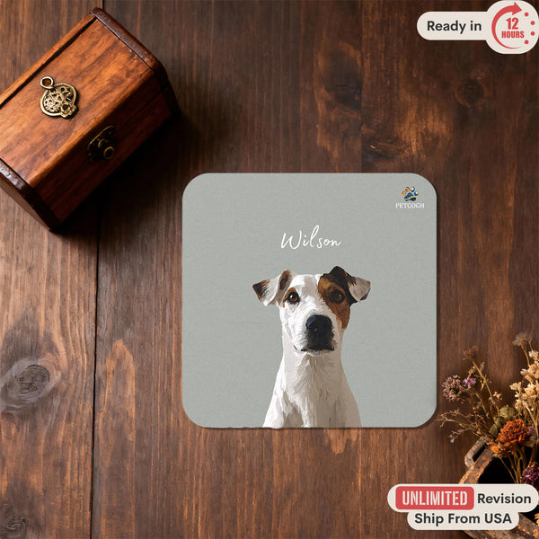 Personalized Dog Coaster from Photo,Custom Pet Coasters Using Pet Photo + Name Custom, Pet Memorial Gift, Dog Mom Gift, Cat Lover Gift