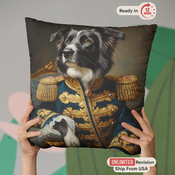 Custom Royal Pet Pillow from Photo, Regal King or Queen Cushion, Personalized Dog Cat Painting Gift