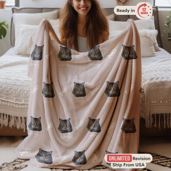 Custom Pet Blanket Using Pet Photo and Name, Personalized Cat Picture Blanket, Custom Dog Throw, Gift for Dog Dad, Pet Lover Memorial Gift