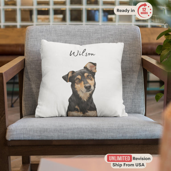 Custom Pet Pillow Using Pet Photo & Name, Personalized Dog Pillow, Custom Cat Cushion, Gift for Pet Owner, Dog Mom, Pet Memorial Gift