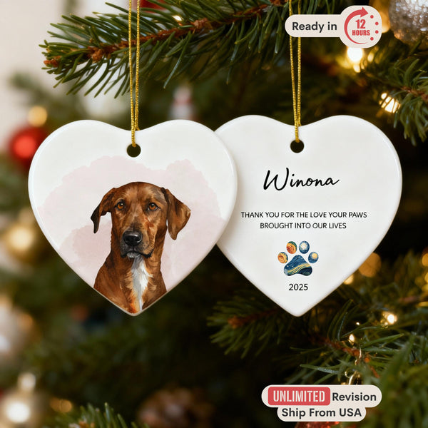 Custom Christmas Pet Ornament Heart Shape, Custom Pet Memorial Gift, Personalized Pet Portrait, Xmas Ornament with Pet Photo