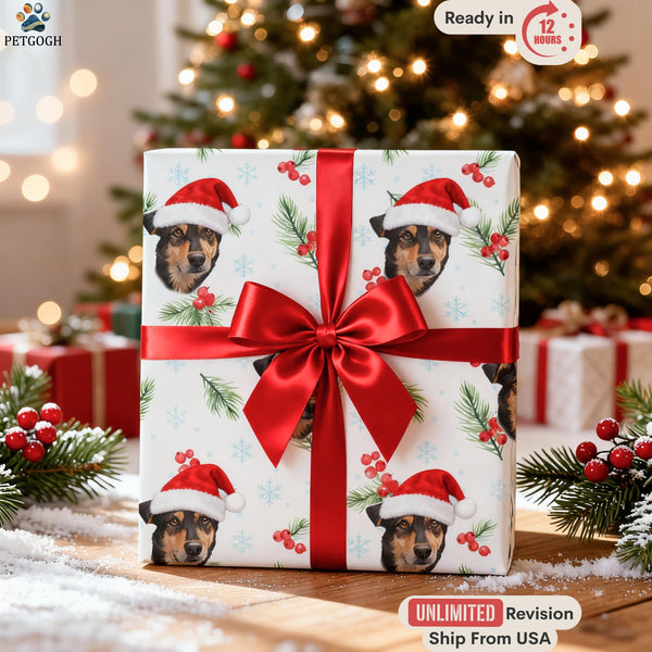 Custom Christmas Pet Wrapping Paper Using Pet Photo Personalized Dog Wrapping Paper Christmas Cat Gift Wrap Custom Pet Gift Wrapping
