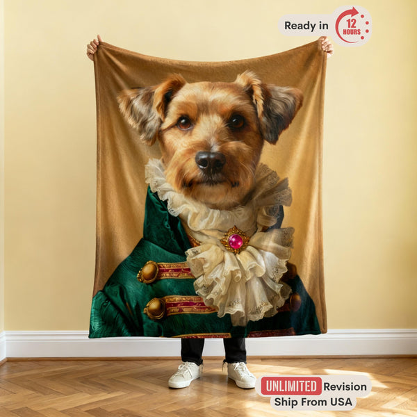 Pet Memorial Blanket from Photo, Custom Dog Loss Gift, Personalized Cat Sympathy Blanket, Regal Art