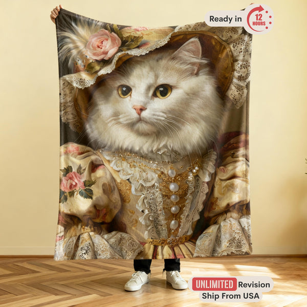 Personalized Pet Blanket with Custom Face Portrait | Fleece & Sherpa Options | Perfect Gift for Dog, Cat, Memorial, Wedding, Anniversary