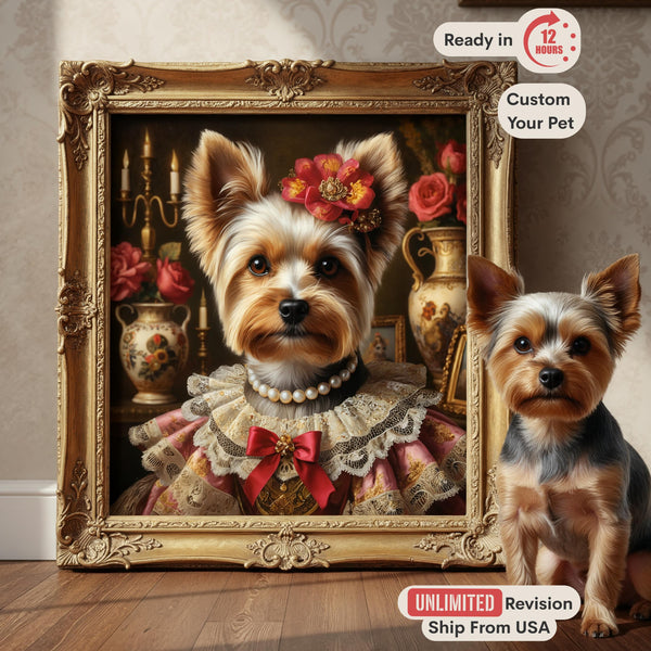 Custom Dog Portrait from Photo, Regal Queen Pet, Royal Cat Oil Painting, Funny Gift