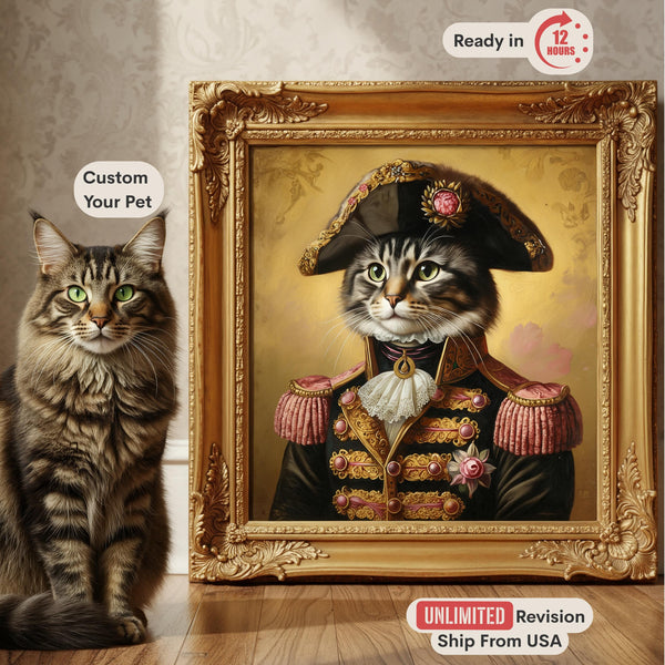Personalized Pet Painting, Custom Dog or Cat in Royal Costume, Regal Wall Art, Funny Gift for Pet Lover