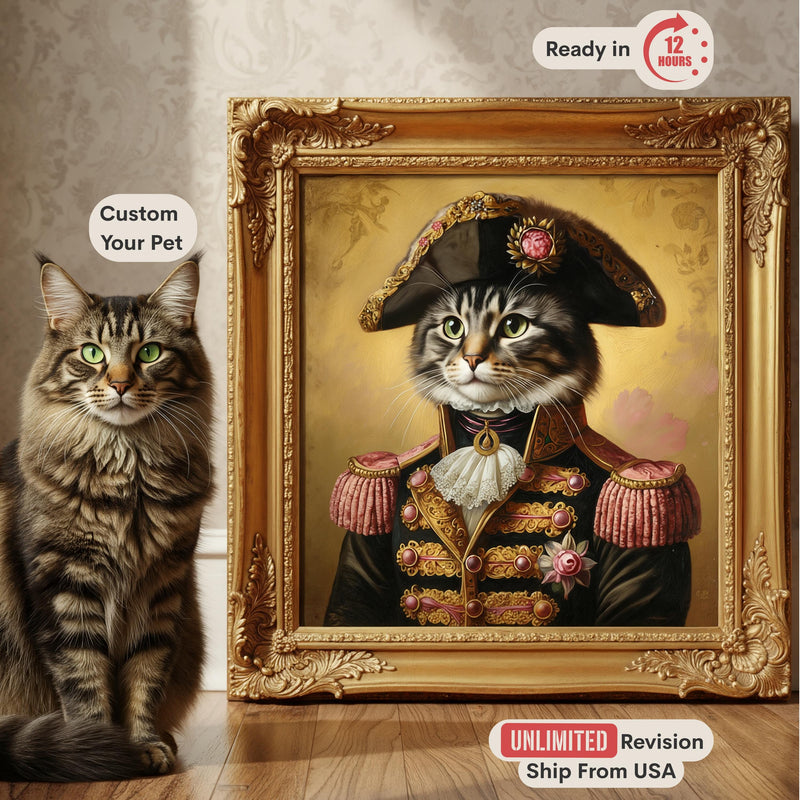 Personalized Pet Painting, Custom Dog or Cat in Royal Costume, Regal Wall Art, Funny Gift for Pet Lover