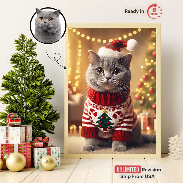 Personalized Christmas Decor, Custom Pet Portrait from Photo, Holiday Animal Painting, Royal Gift